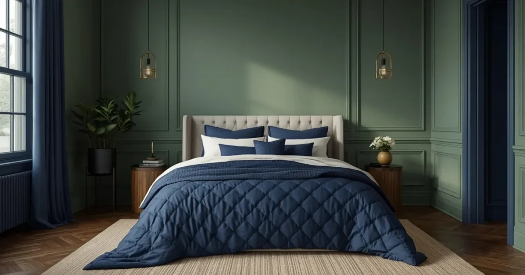 Sage Green and Navy Blue