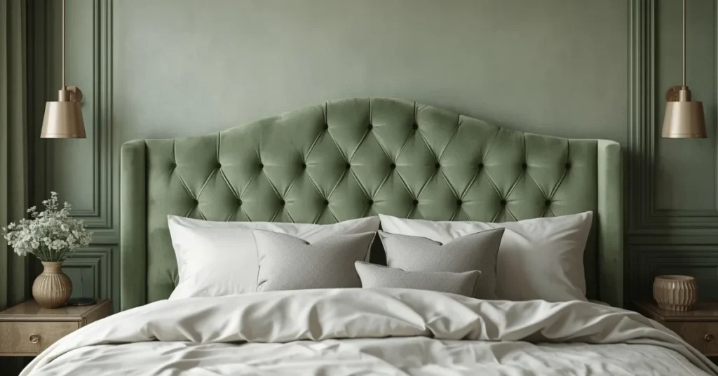 Sage Green Velvet Headboard