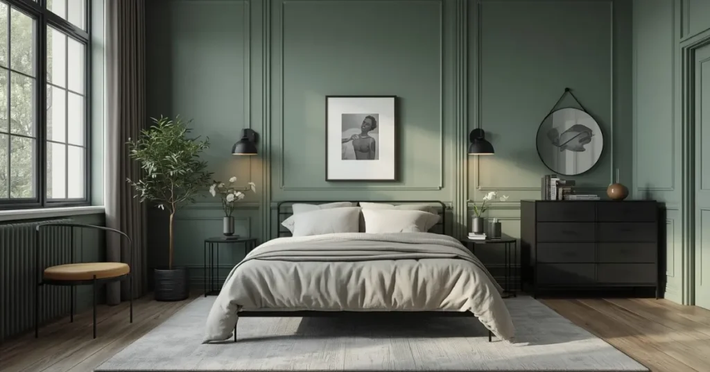 Sage Green with Black Metal Accents