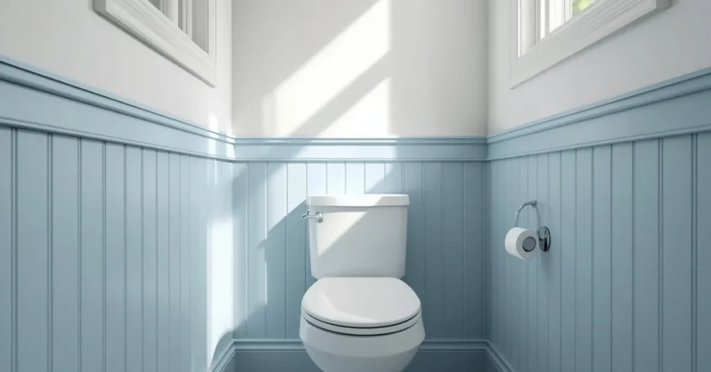Small Bathroom Blue Wainscoting