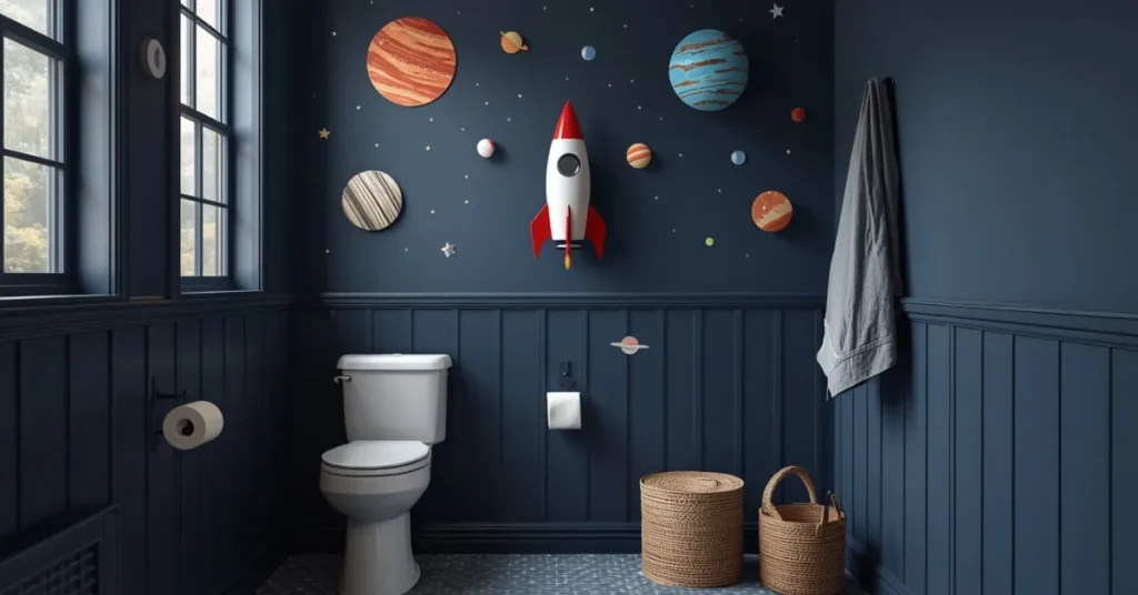 Space-Themed Bathroom for Little Astronauts