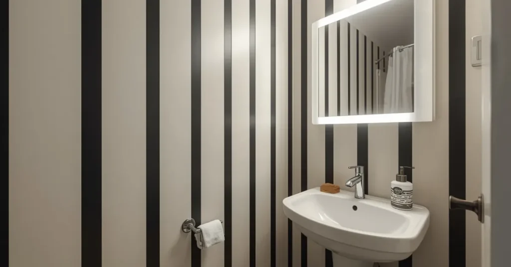 Studio Apartment Black and White Bathroom
