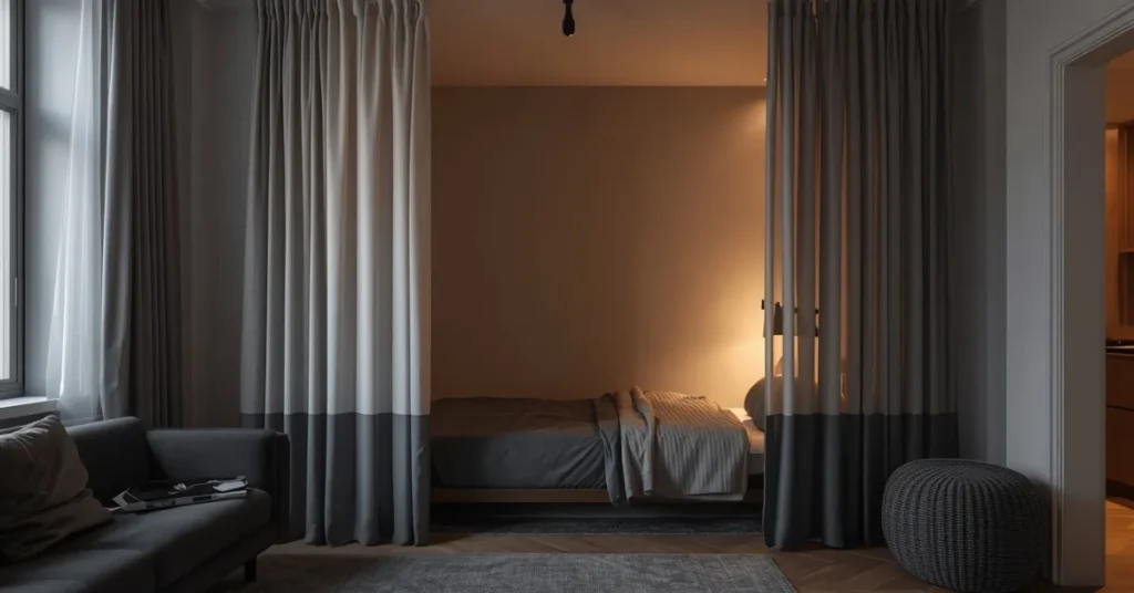 Studio Apartment Grey Bedroom Corner