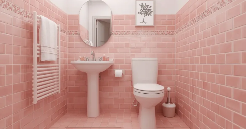 Studio Apartment Pink Bathroom