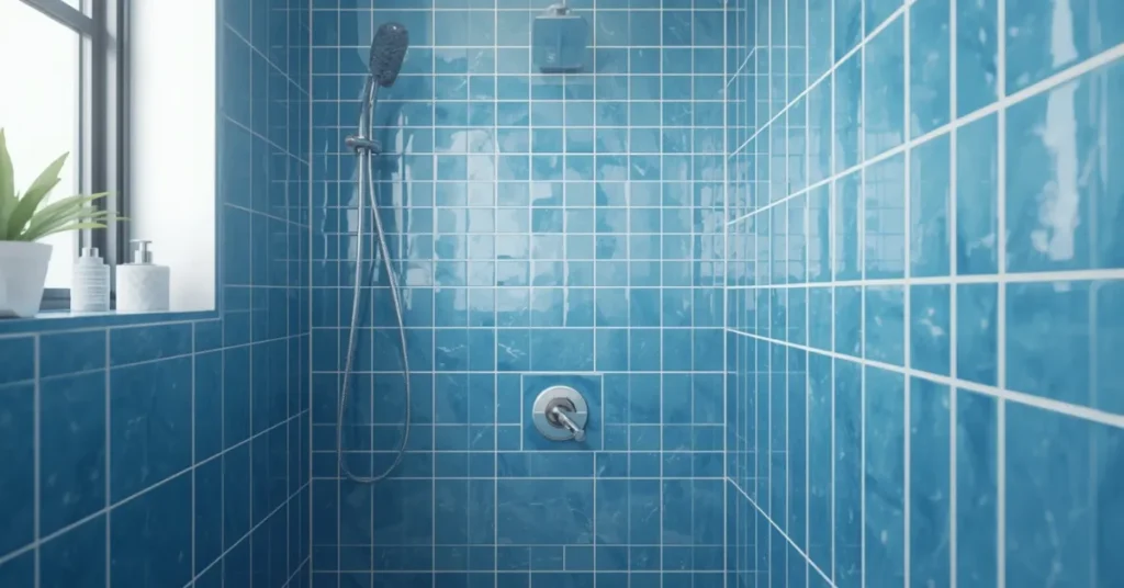 Studio Bathroom Blue Shower Tile
