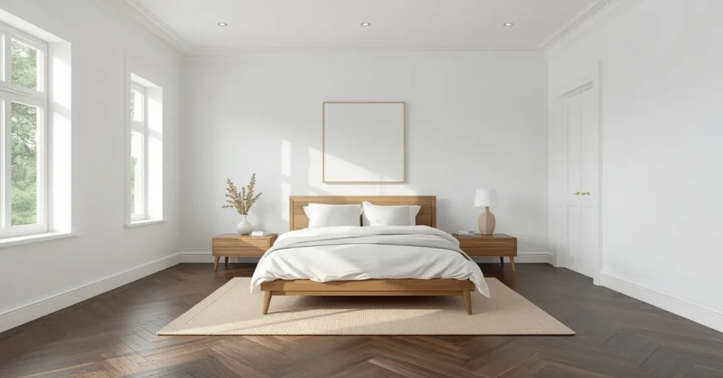 Timeless Black and White Herringbone Wood Floor
