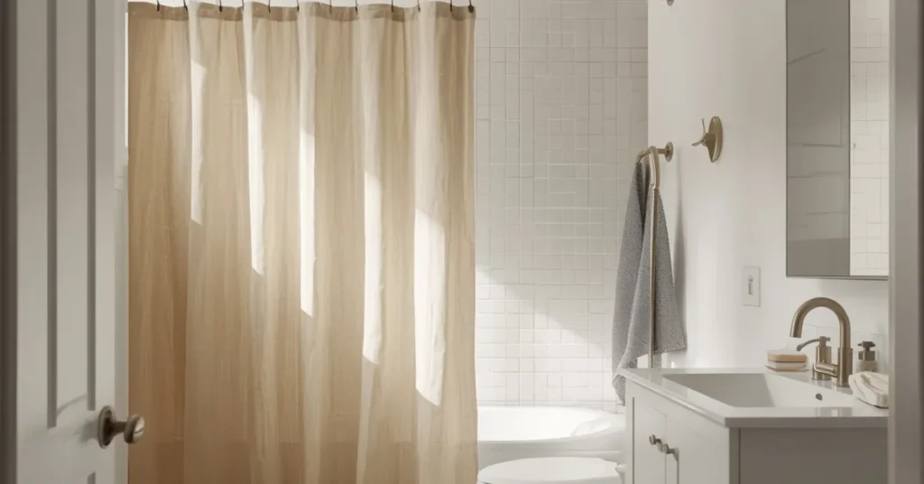 Try a Neutral Linen Shower Curtain