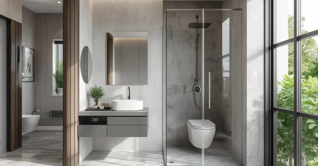 Try an Open-Plan Layout Between Sink and Shower