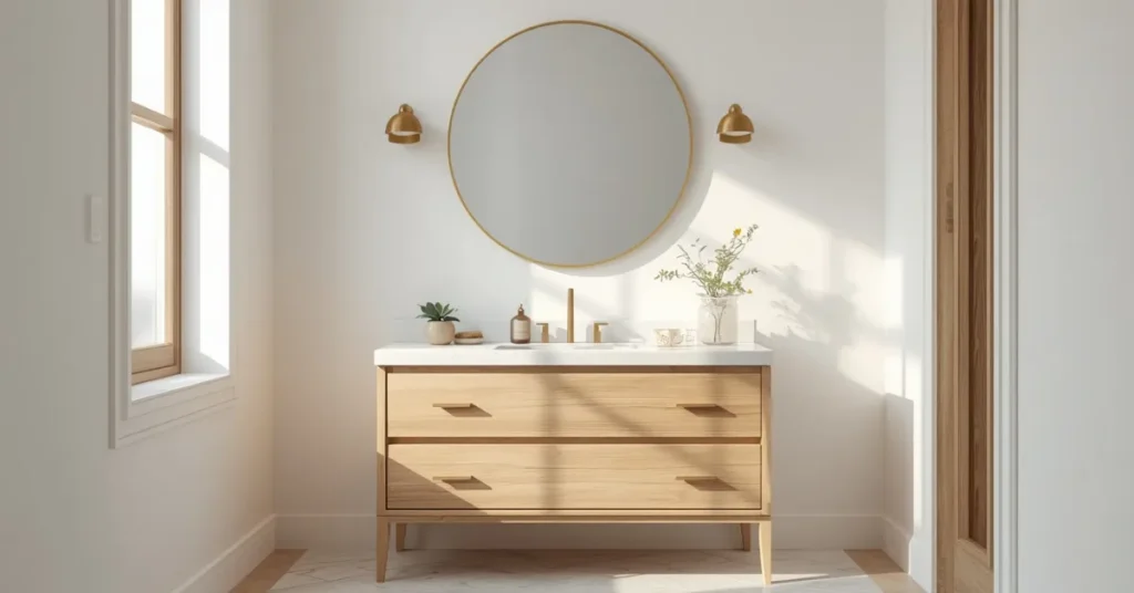 Warm Wood Vanity for a Natural Feel