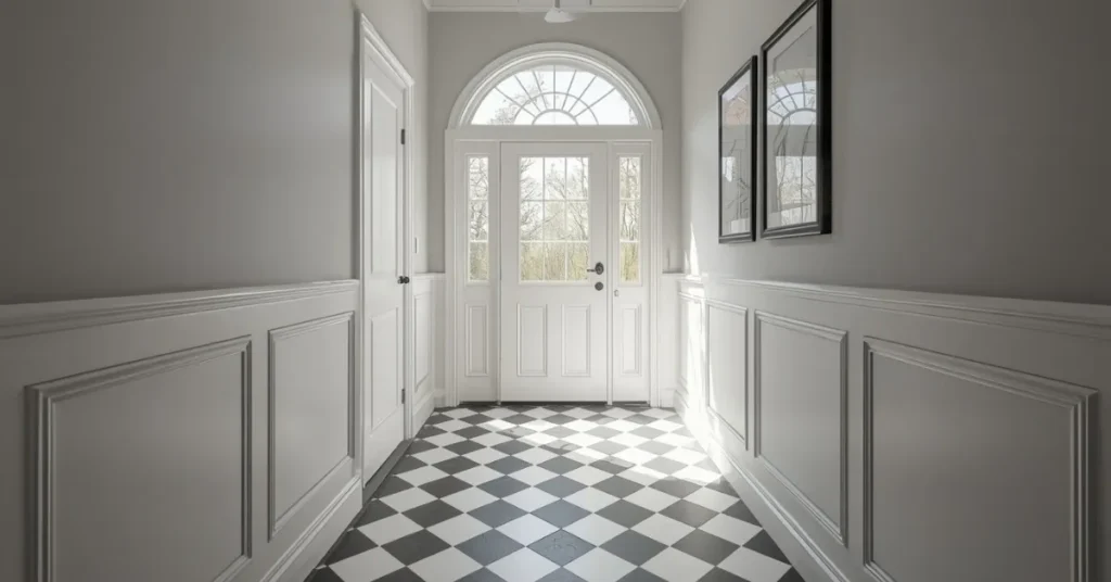 A Black and White Checkerboard Floor