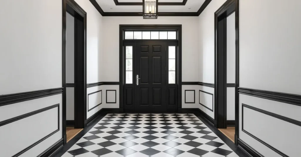 A Black and White Entryway for Timeless Style
