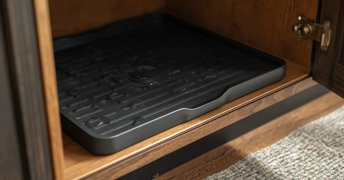 A Boot Tray Inside a Cabinet