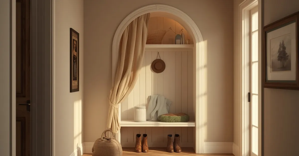 A Cozy Storage Nook With Curtain