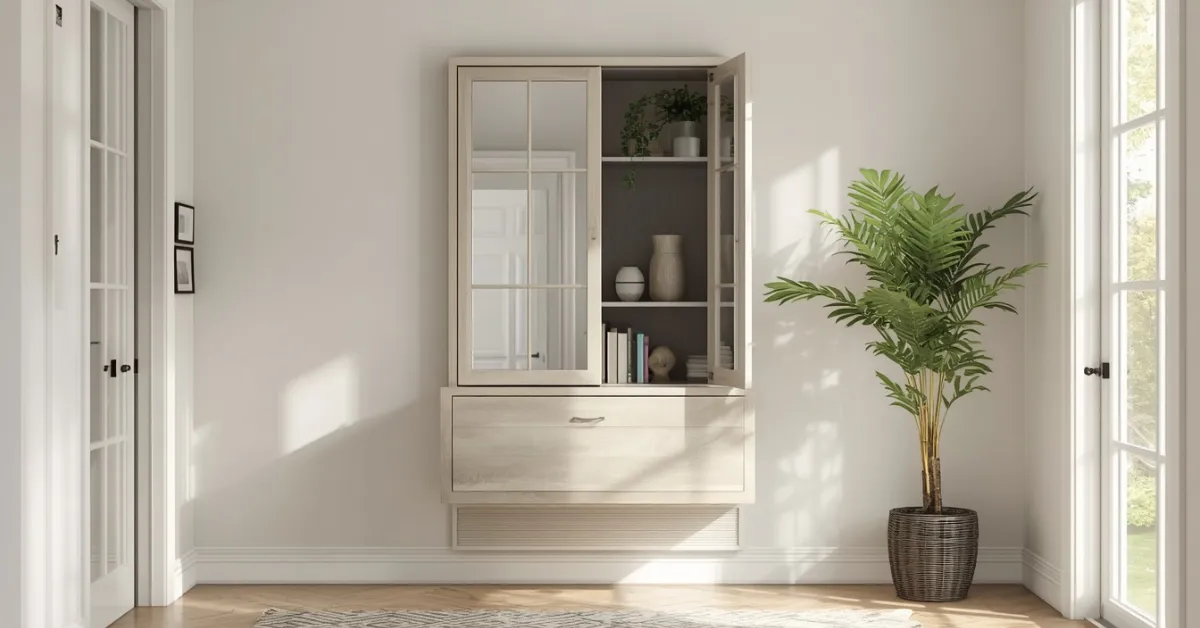 A Mirror With Storage Behind It