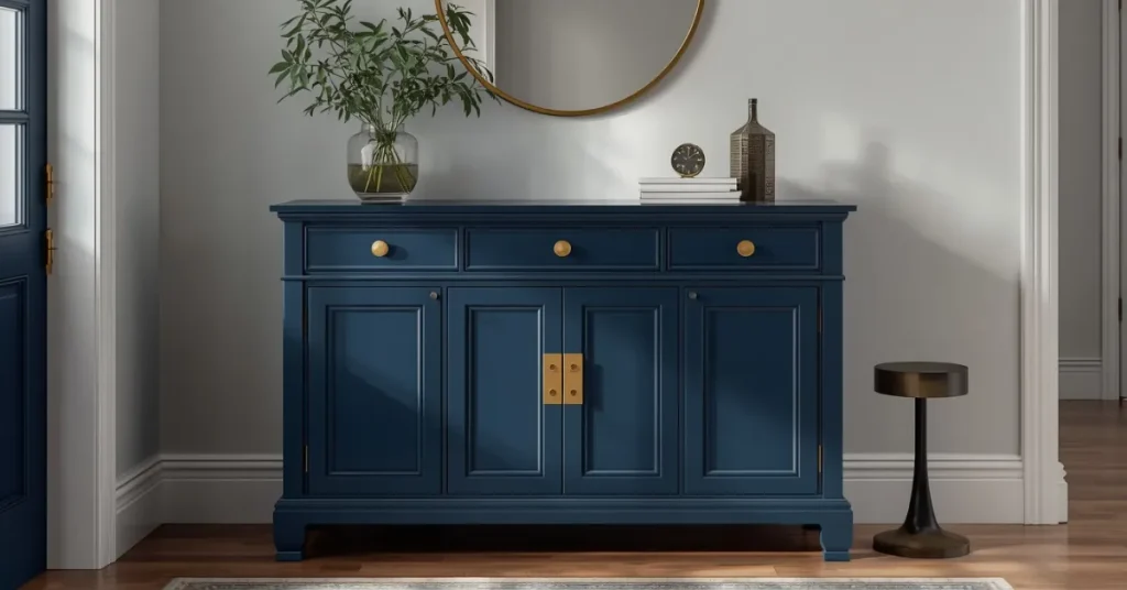 A Navy Blue Console Cabinet