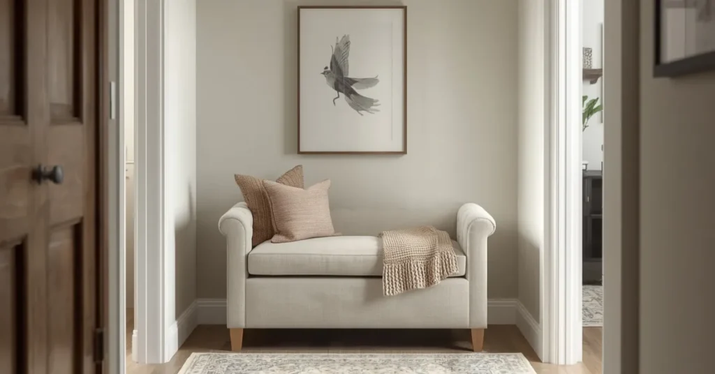 A Small Bench with Storage Underneath