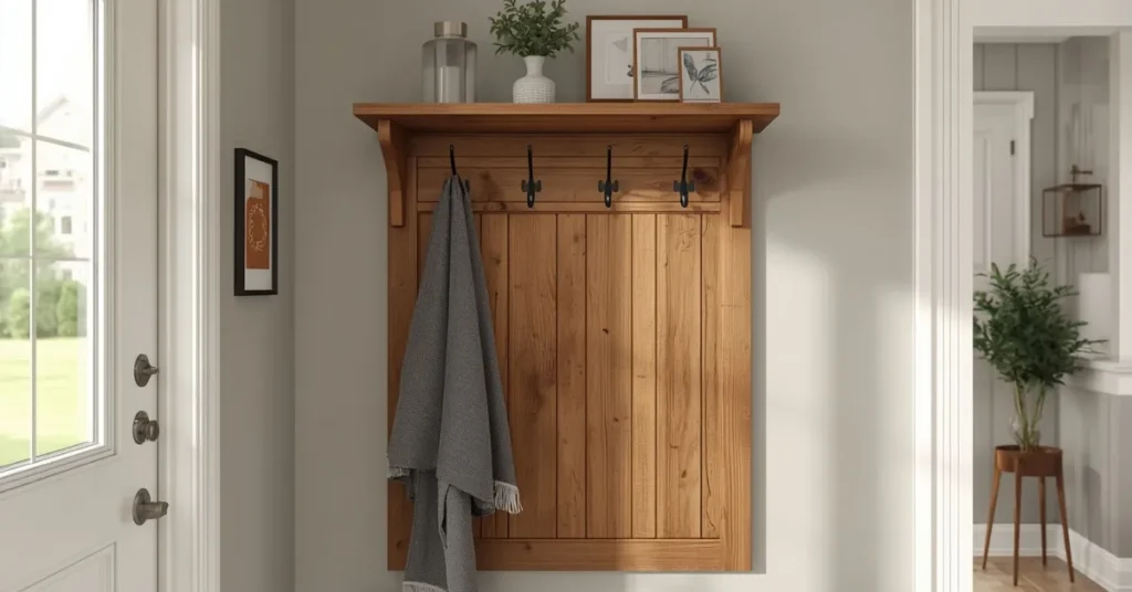 A Wall-Mounted Coat Rack with Hidden Storage