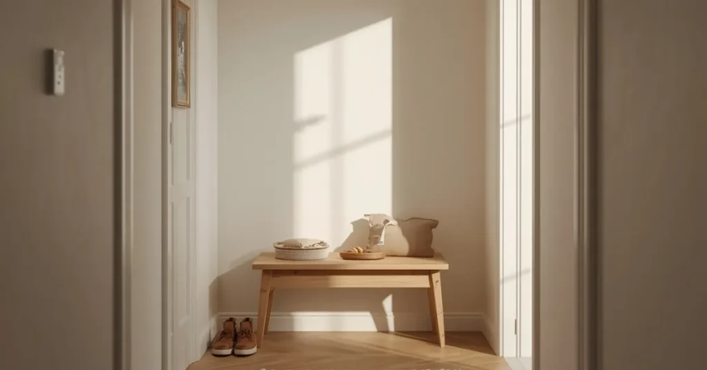 A Warm Wood Bench for a Cozy Landing Spot