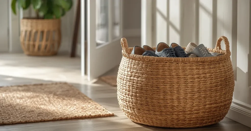 Add a Woven Basket for Shoes