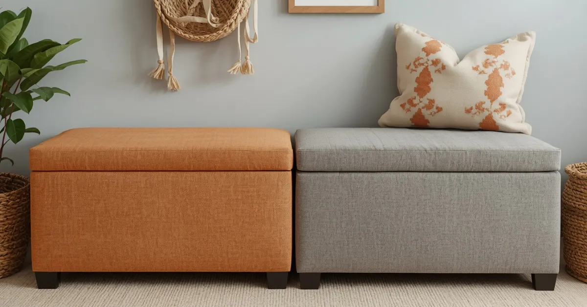 Affordable Fabric-Covered Storage Cube Bench