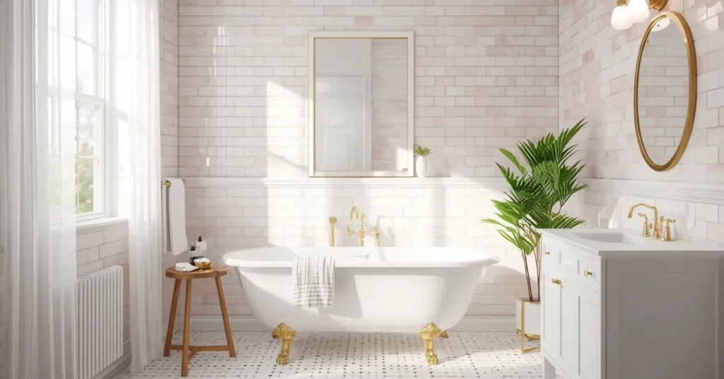 Airy Pink and White Glam Bath