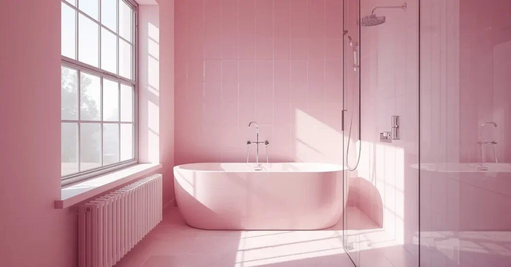 Airy Pink Bathtub Ideas for Studio Bathrooms