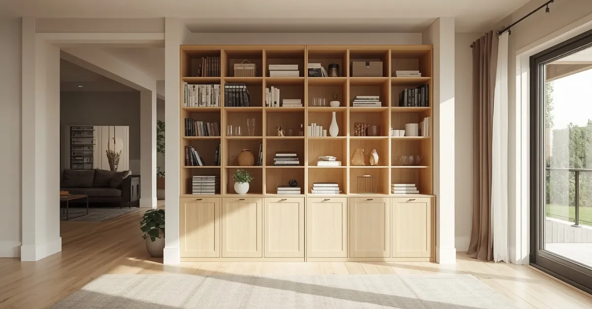An Open-Plan Room Divider With Storage