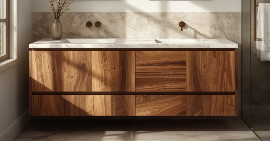 Bathroom Vanity Ideas With Wood and Stone Mix