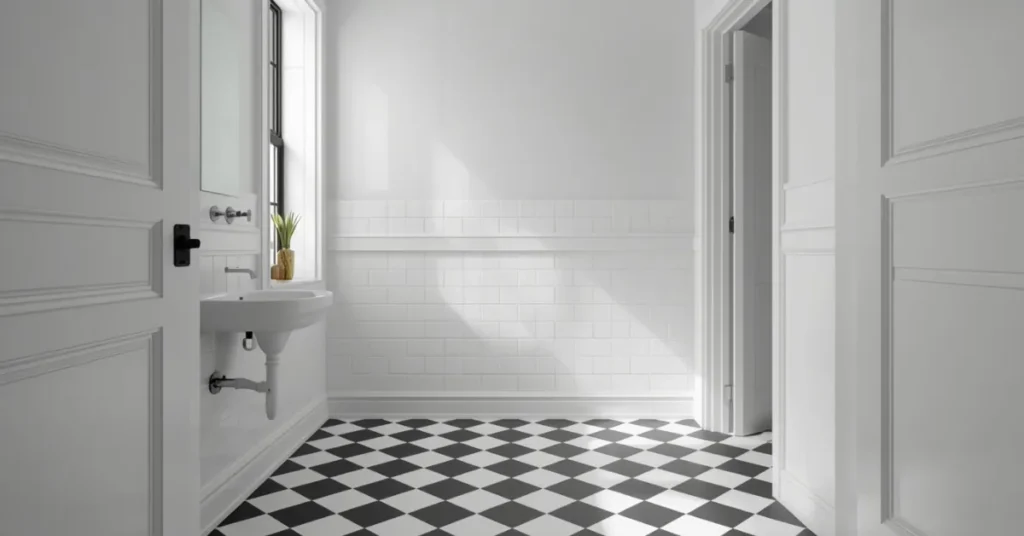 Black and White Checkerboard Floor