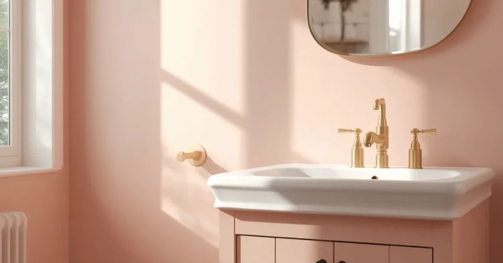 Blush Pink Walls With Gold Fixtures