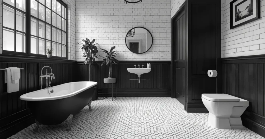 Bold Black and White Bathroom Color Scheme