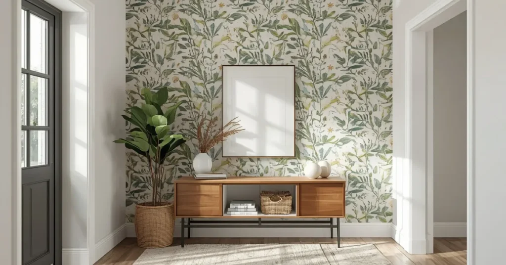 Bold Entryway Wall Decor With Wallpaper