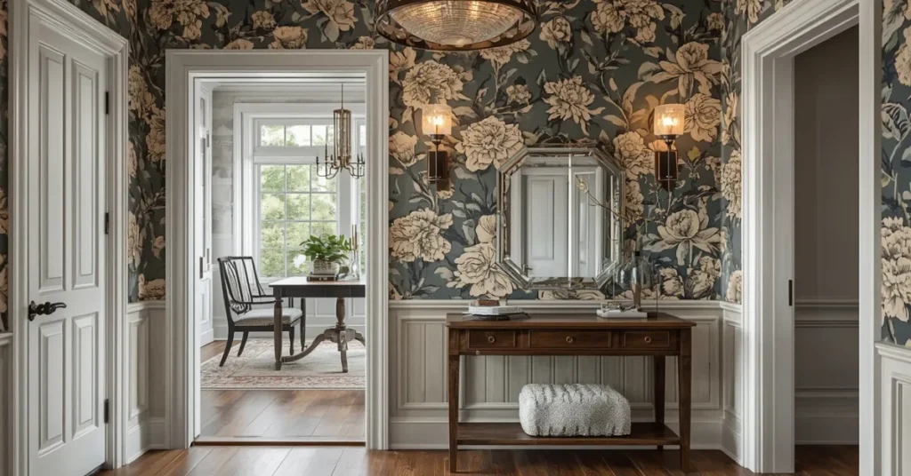 Bold Wallpaper Statement Entryway