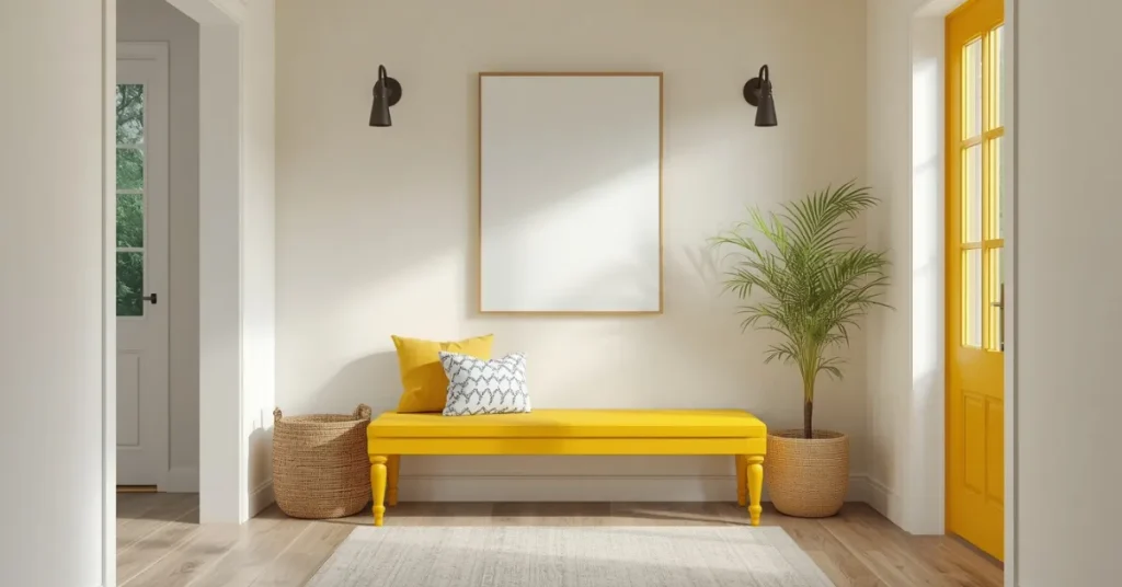 Bold Yellow Bench for a Playful Welcome