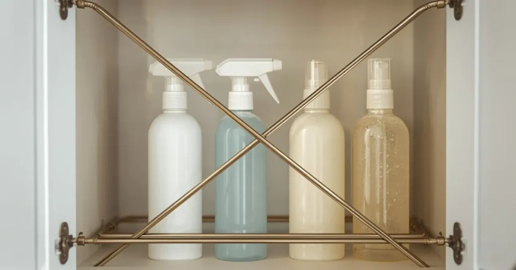 Budget DIY Tension Rod Cabinet Organizer