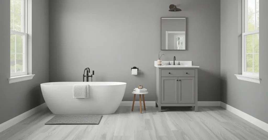 Budget-Friendly Soft Gray Bathroom