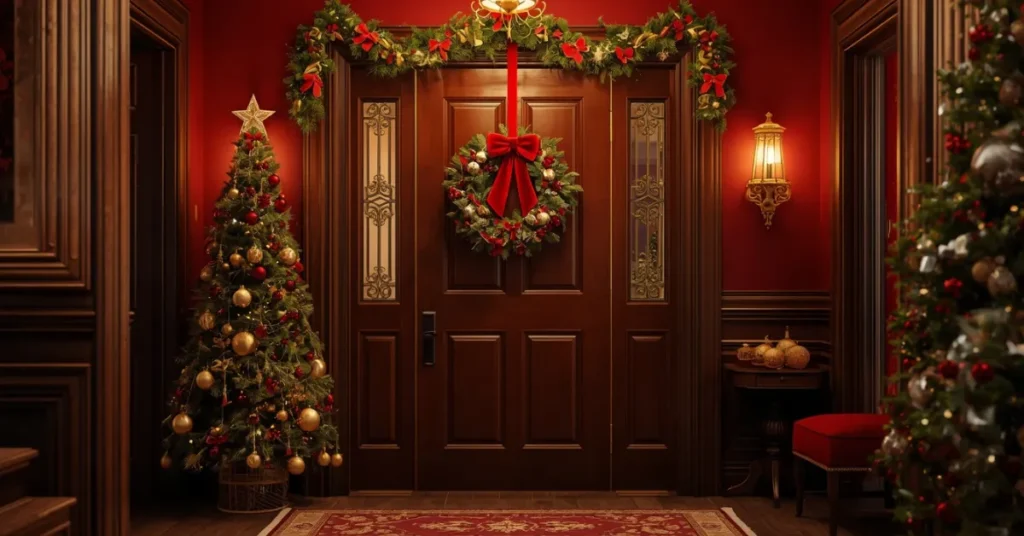 Classic Red and Gold Entryway