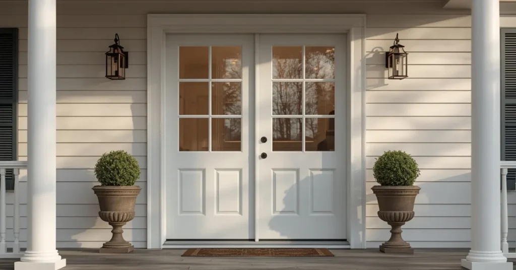 Classic White Double Doors with Glass Panels