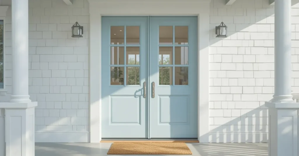 Coastal Double Doors in Soft Blue and White