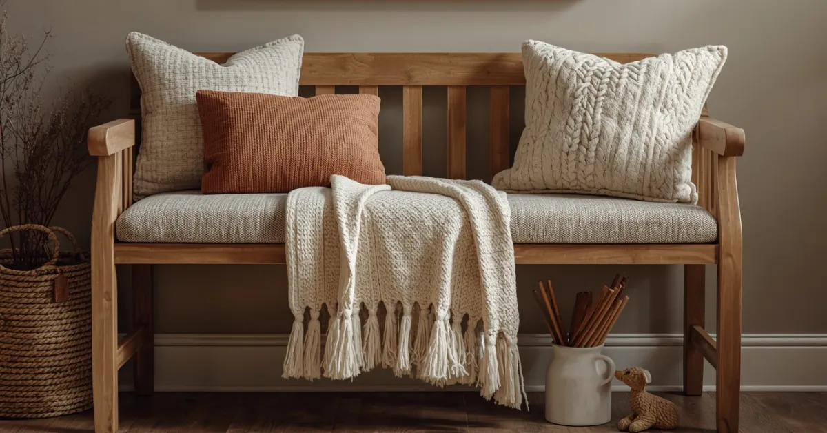 Cozy Entryway Bench with Layered Textiles
