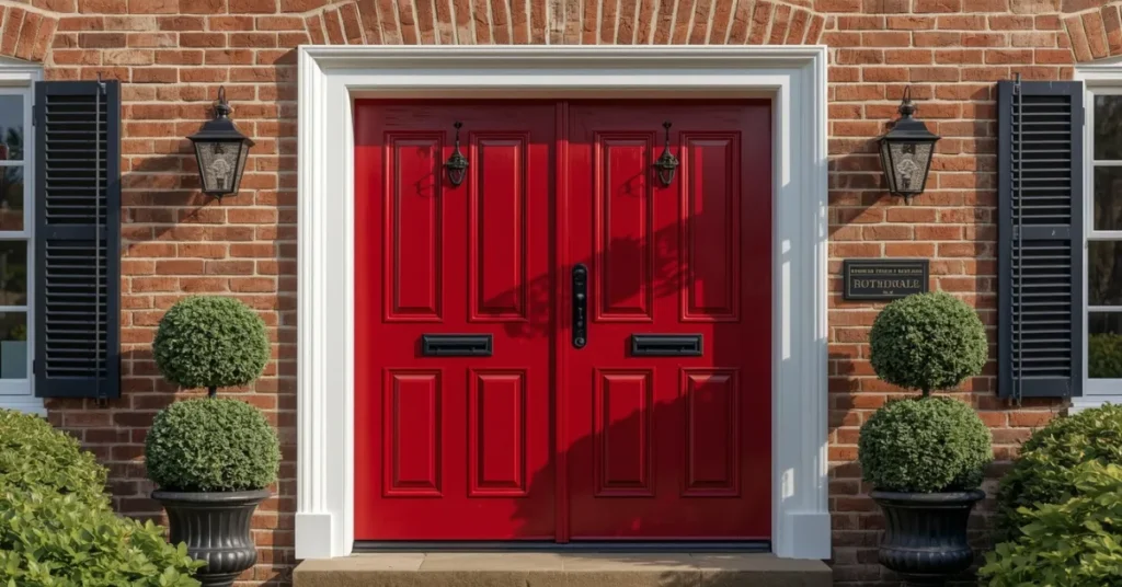 Double Doors with a Bold Red Finish