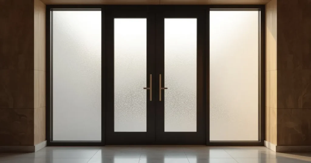 Double Doors with Frosted Glass for Privacy