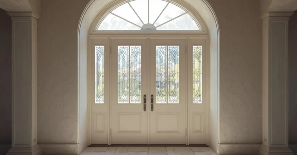 Double Doors with Sidelights and Transom Window