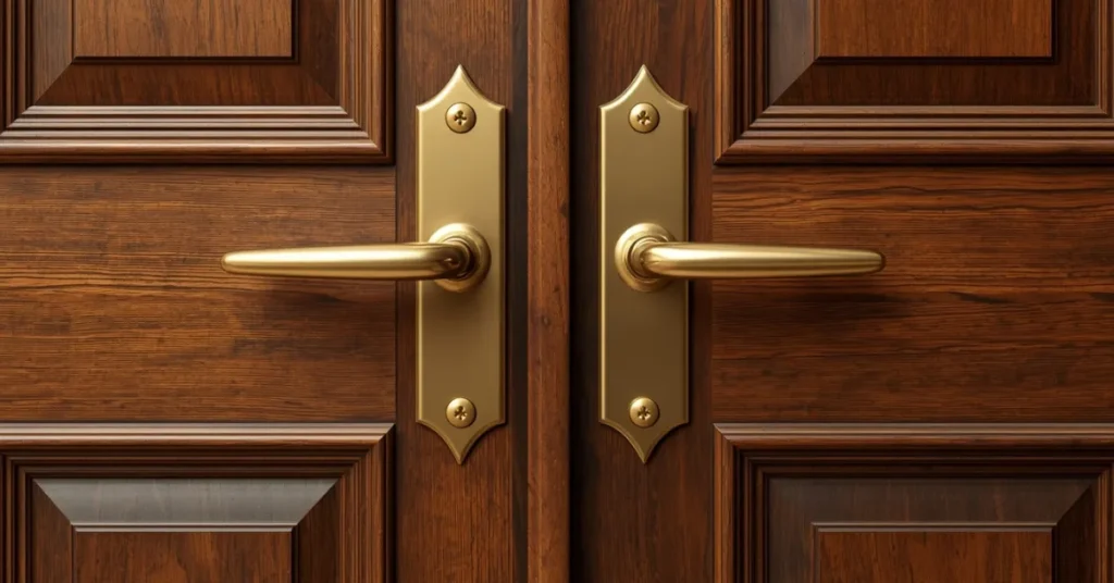 Double Doors with Sleek Brass Hardware