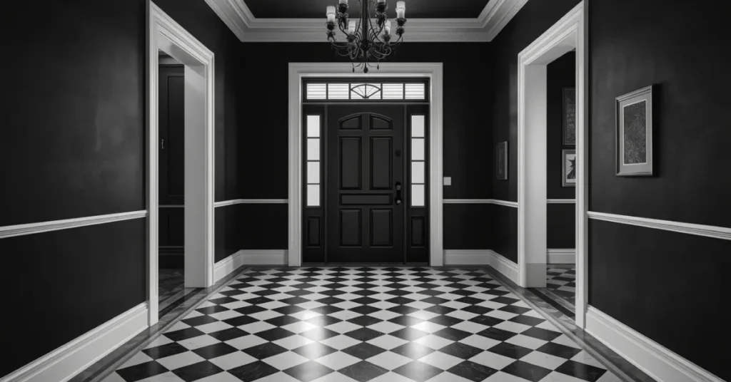 Dramatic Black and White Entryway