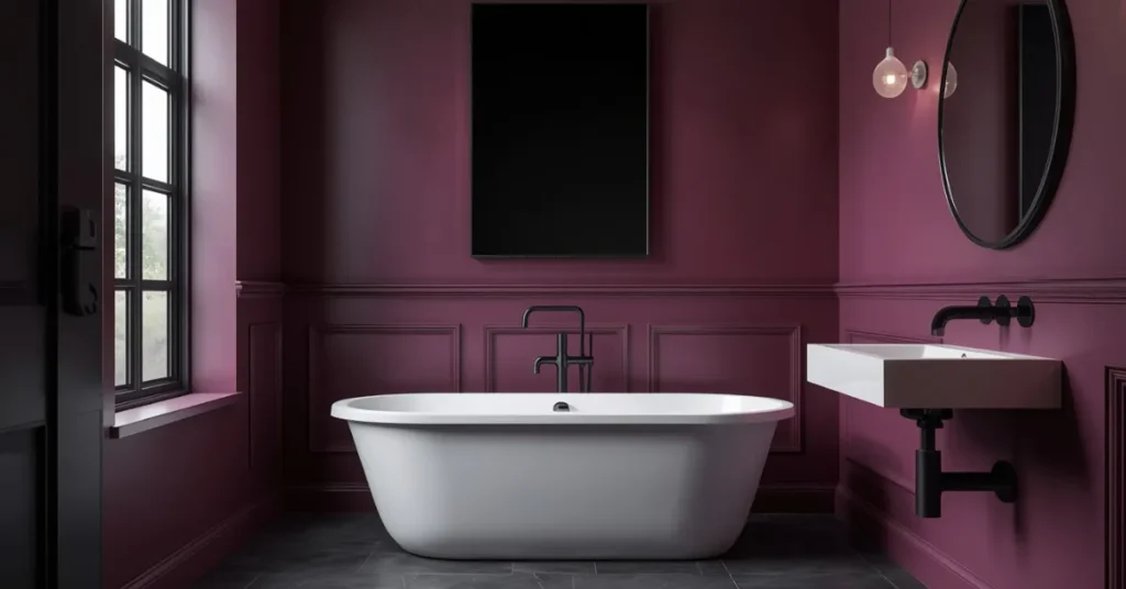 Dramatic Deep Plum Bathroom