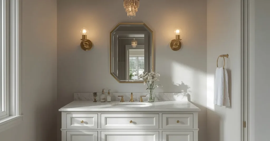Dramatic Vanity With Statement Lighting