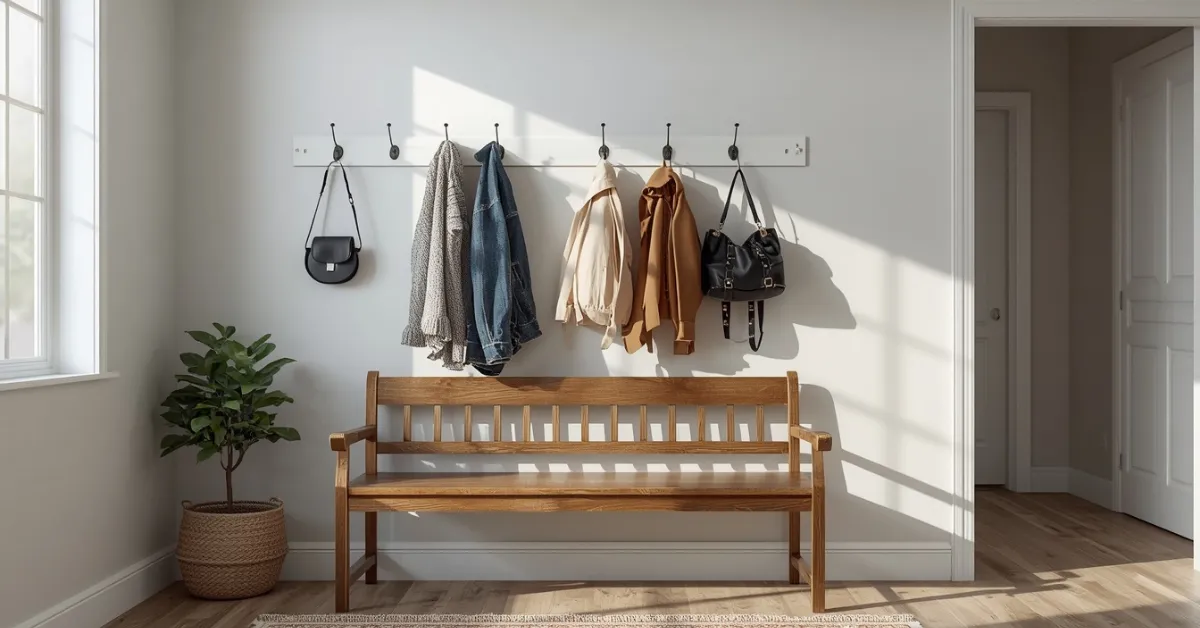 Entryway Bench With Coat Hooks