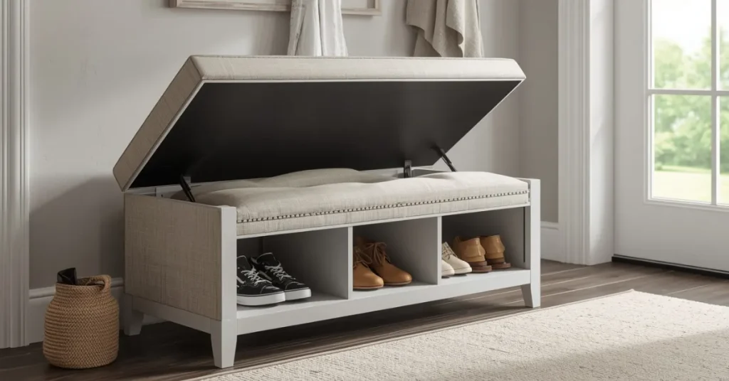 Entryway Bench with Shoe Storage Ideas Built In