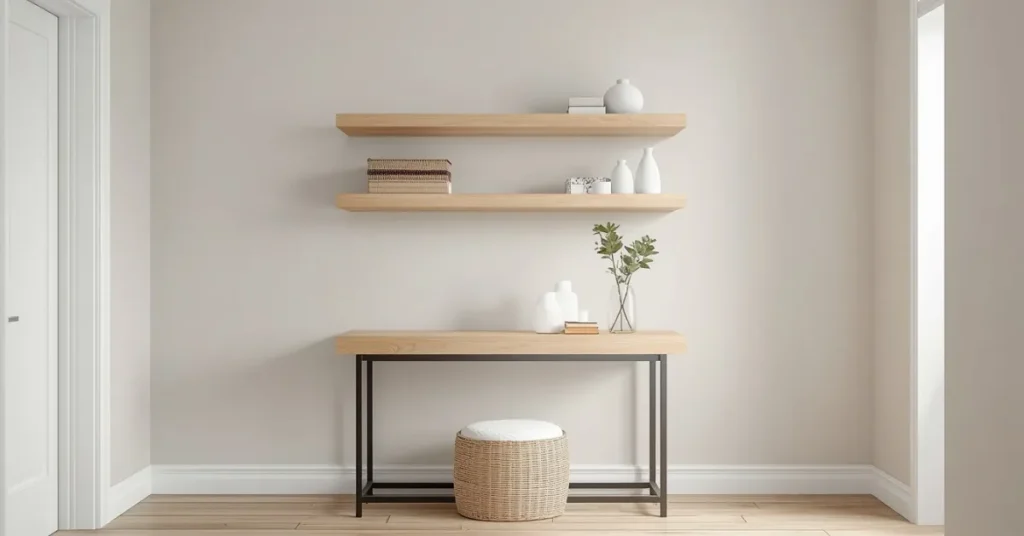 Floating Shelves Above a Narrow Table